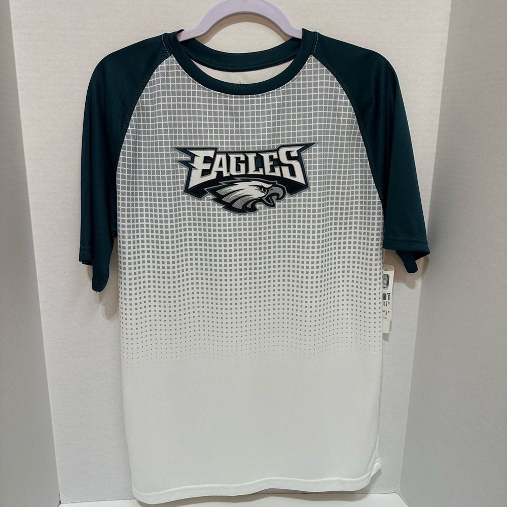 NWT NFL Gray Grid Tee with Dark Green Trim